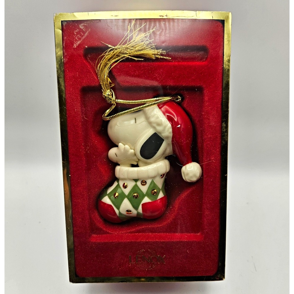 Lenox Peanuts Snoopy Stocking Christmas Hanging Ornament 2003 MPN 6237853
